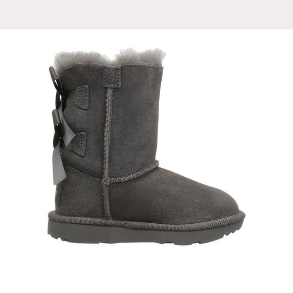 NEW UGG Sizes 10, 11 Kids' Bailey Bow II Water Resistant Shearling Boots - Grey - Picture 6 of 7